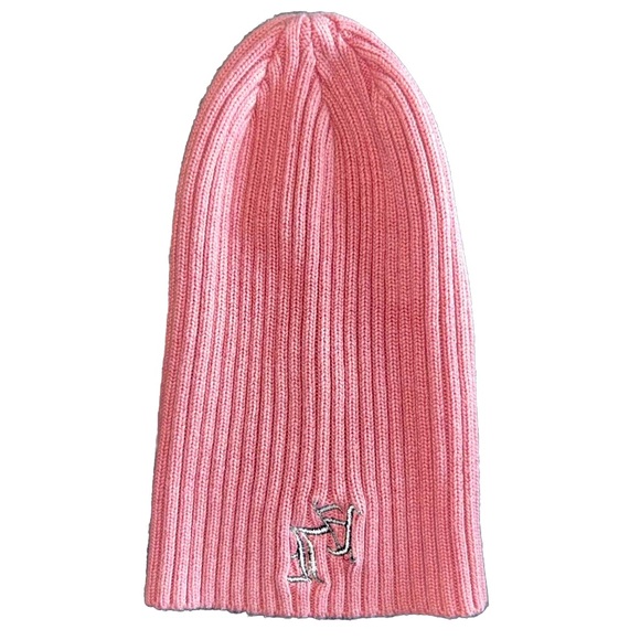 COTTON ON pink & black “LA” logo beanie old english font embroidery - Picture 3 of 6